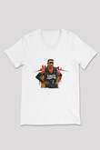 Allen Iverson Baskılı Beyaz Unisex V Yaka Tişört - Tshirt