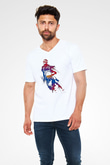 Allen Iverson Baskılı Beyaz Unisex V Yaka Tişört - Tshirt