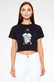 Allen Iverson Baskılı Siyah Crop Top Kadın Tişört - Tshirt