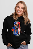 Allen Iverson Baskılı Unisex Siyah Kapüşonlu Sweatshirt