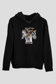 Allen Iverson Baskılı Unisex Siyah Kapüşonlu Sweatshirt