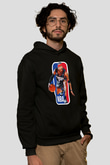 Allen Iverson Baskılı Unisex Siyah Kapüşonlu Sweatshirt