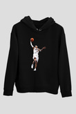 Allen Iverson Baskılı Unisex Siyah Kapüşonlu Sweatshirt