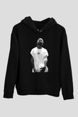 Allen Iverson Baskılı Unisex Siyah Kapüşonlu Sweatshirt