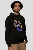 Allen Iverson Baskılı Unisex Siyah Kapüşonlu Sweatshirt
