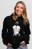 Allen Iverson Baskılı Unisex Siyah Kapüşonlu Sweatshirt