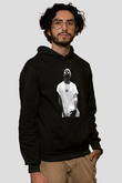 Allen Iverson Baskılı Unisex Siyah Kapüşonlu Sweatshirt