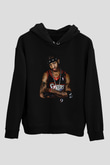 Allen Iverson Baskılı Unisex Siyah Kapüşonlu Sweatshirt