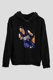 Allen Iverson Baskılı Unisex Siyah Kapüşonlu Sweatshirt