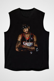 Allen Iverson Baskılı Unisex Siyah Kolsuz Tişört - Tshirt