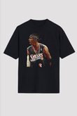 Allen Iverson Baskılı Unisex Siyah Oversize Tişört - Tshirt