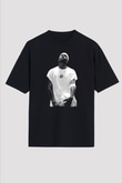 Allen Iverson Baskılı Unisex Siyah Oversize Tişört - Tshirt