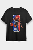 Allen Iverson Baskılı Unisex Siyah Tişört - Tshirt
