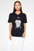 Allen Iverson Baskılı Unisex Siyah V Yaka Tişört - Tshirt