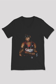 Allen Iverson Baskılı Unisex Siyah V Yaka Tişört - Tshirt