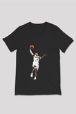 Allen Iverson Baskılı Unisex Siyah V Yaka Tişört - Tshirt
