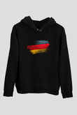 Almanya - Germany Bayrağı Baskılı Unisex Siyah Hoodie
