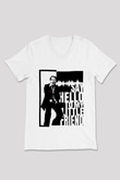Alpacino Say Hello To My Little Friend Beyaz Unisex V Yaka Tişört
