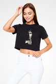 Alpacino Siyah  Crop Top Tişört