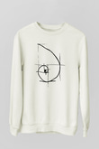 Altın Oran Fibonacci Spirali Baskılı Unisex Beyaz Sweatshirt