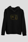 Altın Oran Renkli Baskılı Unisex Siyah Hoodie