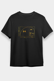Altın Oran Renkli Baskılı Unisex Siyah Tişört - Tshirt