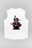 Alucard Baskılı Beyaz Unisex Kolsuz Tişört - Tshirt