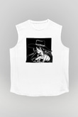 Alucard Baskılı Beyaz Unisex Kolsuz Tişört - Tshirt