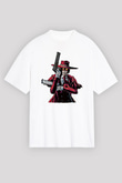 Alucard Baskılı Beyaz Unisex Oversize Tişört - Tshirt