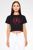 Alucard Baskılı Siyah Crop Top Kadın Tişört - Tshirt