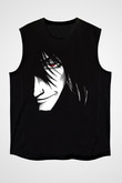 Alucard Baskılı Unisex Siyah Kolsuz Tişört - Tshirt