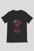 Alucard Baskılı Unisex Siyah V Yaka Tişört - Tshirt