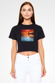 Aly & Fila Siyah  Crop Top Tişört