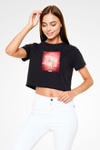 Aly & Fila Siyah  Crop Top Tişört