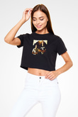 Aly & Fila Siyah  Crop Top Tişört
