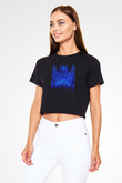 Aly & Fila Siyah  Crop Top Tişört