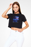 Aly & Fila Siyah  Crop Top Tişört