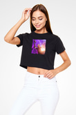 Aly & Fila Siyah  Crop Top Tişört