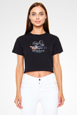 Aly & Fila Siyah  Crop Top Tişört