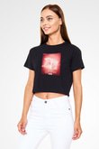 Aly & Fila Siyah  Crop Top Tişört
