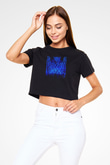 Aly & Fila Siyah  Crop Top Tişört