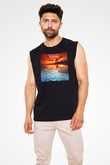 Aly & Fila Siyah Unisex Kolsuz Tişört