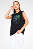 Aly & Fila Siyah Unisex Kolsuz Tişört