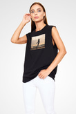 Aly & Fila Siyah Unisex Kolsuz Tişört