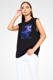 Aly & Fila Siyah Unisex Kolsuz Tişört