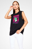 Aly & Fila Siyah Unisex Kolsuz Tişört