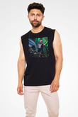 Aly & Fila Siyah Unisex Kolsuz Tişört