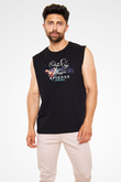 Aly & Fila Siyah Unisex Kolsuz Tişört