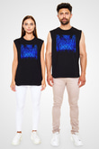 Aly & Fila Siyah Unisex Kolsuz Tişört