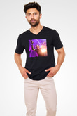 Aly & Fila Siyah Unisex V Yaka Tişört